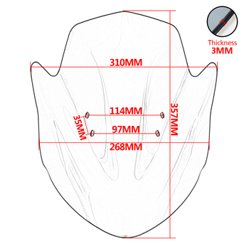 Prednje vjetrobransko staklo za Kawasaki ER-6N/ER650 (2012-2016), ABS plastika, kompatibilan ER-6N ER650 2012-2016