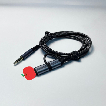 Cablu audio din nylon împletit, 2-în-1 Type-C/Lightning, 3,5 mm, lungime 1 m, nucleu din cupru emailat