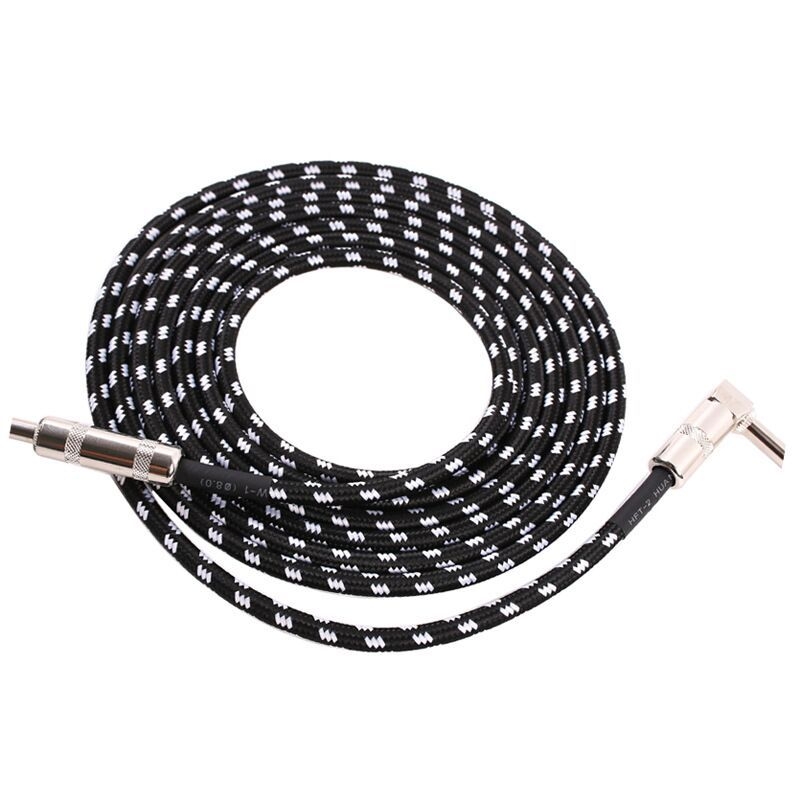 Pleteni gitarni kabel, duljine 3/6/10 m, s redukcijom buke, za električne, akustično-električne gitare i bas.