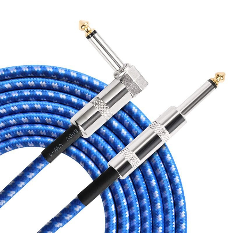 Pleteni gitarni kabel, duljine 3/6/10 m, s redukcijom buke, za električne, akustično-električne gitare i bas.
