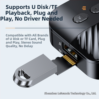Bluetooth 5.3 audio receiver adapter s digitalnim zaslonom, MP3 player putem USB/TF kartice, 3,5 mm i USB sučelja, Plug and Play, bez vanjskog napajanja, domet 10 m, 2.4 GHz