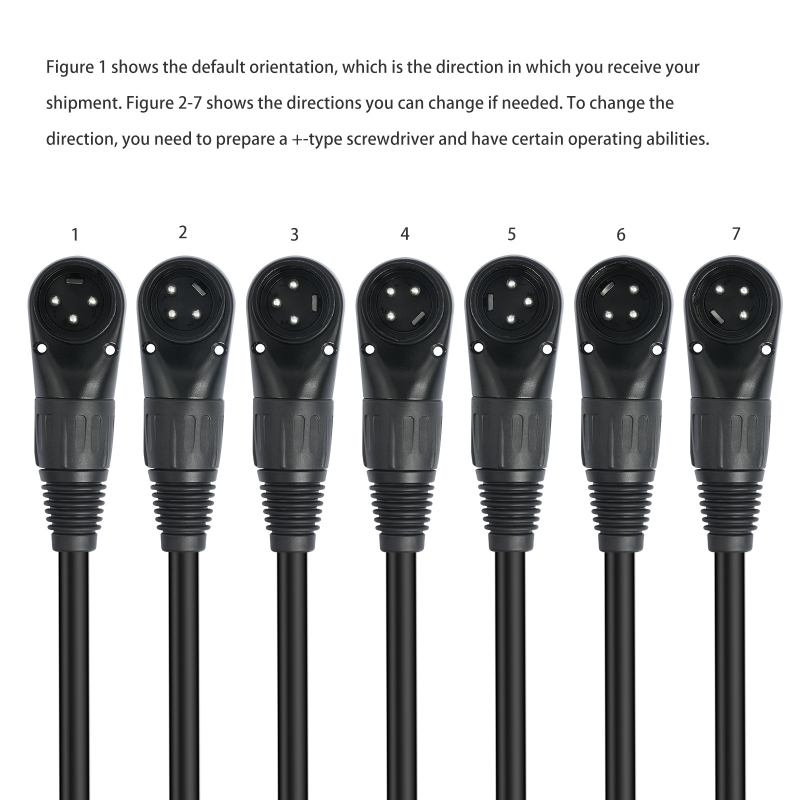 XLR balansirani audio kabel, 24AWG, dvostruka zaštita, niklani konektori, kutni muško–ženski, tri vodiča