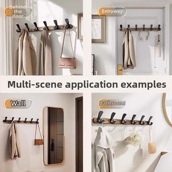 Cuier de perete Row hook pentru haine, din plastic, finisaj anodizat, pentru depozitare, stil modern simplu