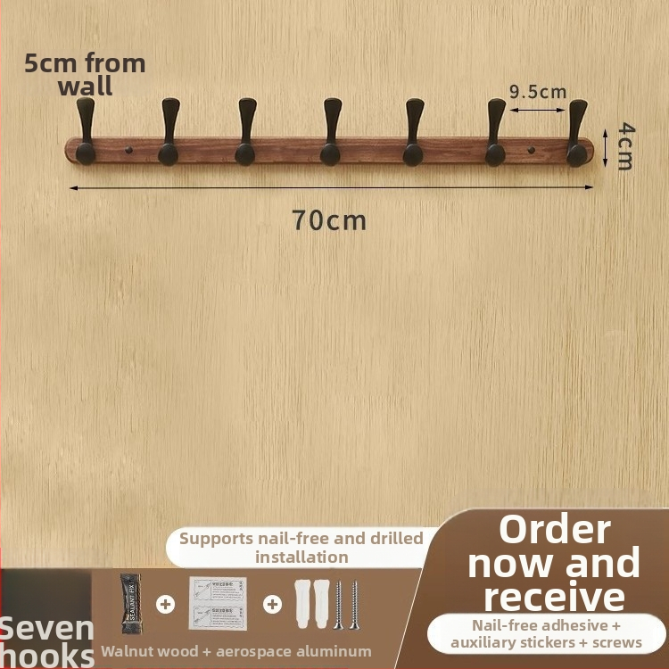 Cuier de perete Row hook pentru haine, din plastic, finisaj anodizat, pentru depozitare, stil modern simplu