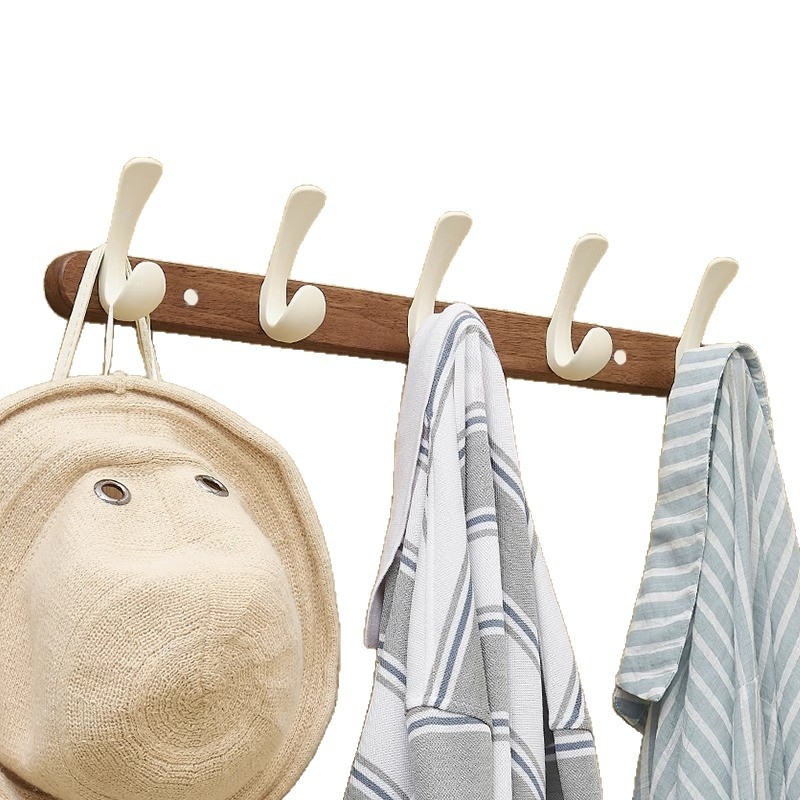 Cuier de perete Row hook pentru haine, din plastic, finisaj anodizat, pentru depozitare, stil modern simplu