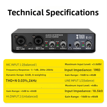 Interfață audio USB E-22 pentru microfon karaoke, driver-free, 24bit/192kHz, Bluetooth 5.0