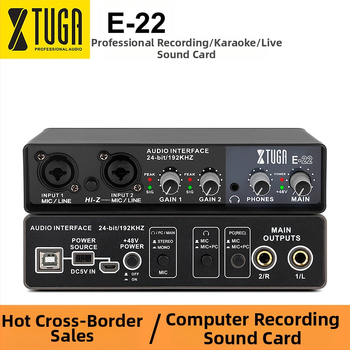 Interfață audio USB E-22 pentru microfon karaoke, driver-free, 24bit/192kHz, Bluetooth 5.0