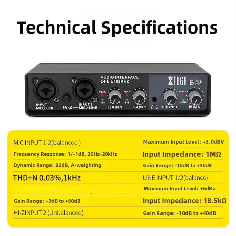 Interfață audio USB E-22 pentru microfon karaoke, driver-free, 24bit/192kHz, Bluetooth 5.0