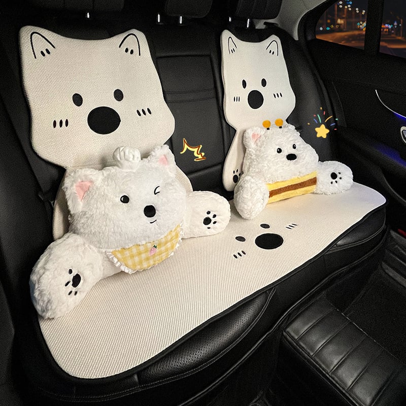 Auto sjedalo jastučić za sve sezone, crtani West Highland Terrier, navlaka za unutrašnjost sjedala, ugodan dodir, slatko za djevojke