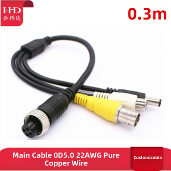 Adapter kabel DVR-u za nadzor u vozilu s avionskim konektorom: BNC ženski, RCA ženski i DC muški