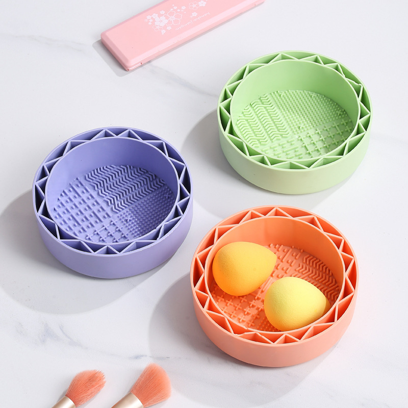 Soft géles sminkecset-tisztító mosóedény porpúderhez és beauty egghez, 500 ml, hordozható, kímélő a szálakhoz