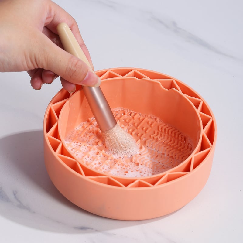 Soft géles sminkecset-tisztító mosóedény porpúderhez és beauty egghez, 500 ml, hordozható, kímélő a szálakhoz