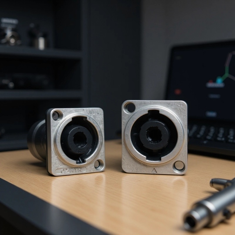 4-pinski audio konektor s metalnim kućištem i kvadratnim ženskim kućištem, uključuje umetak
