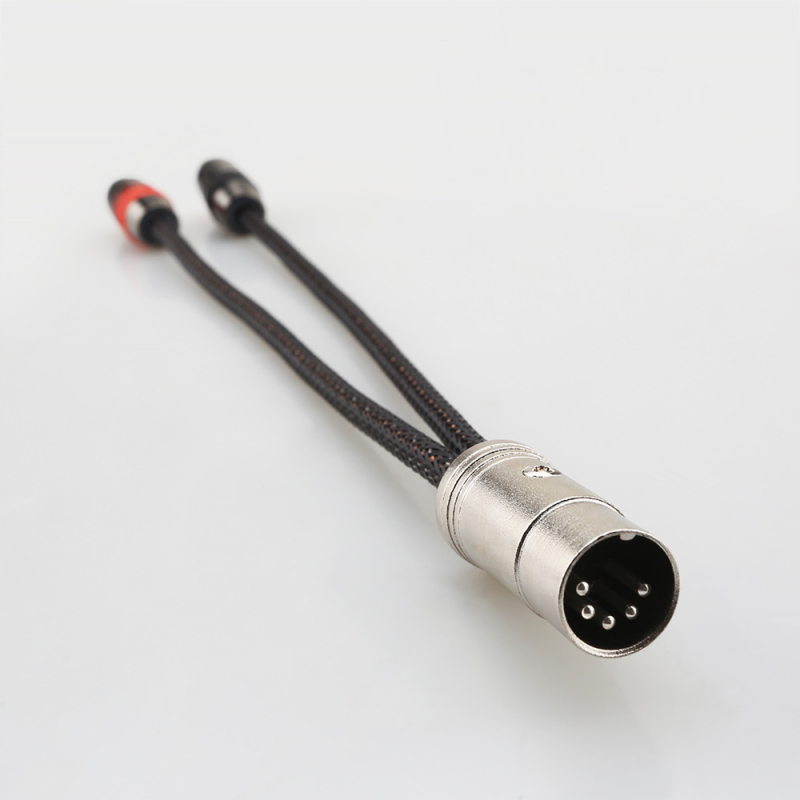 Cablu adaptor audio DIN 5 pini masculin către 2× RCA femelă pentru amplificator, din cupru OFC