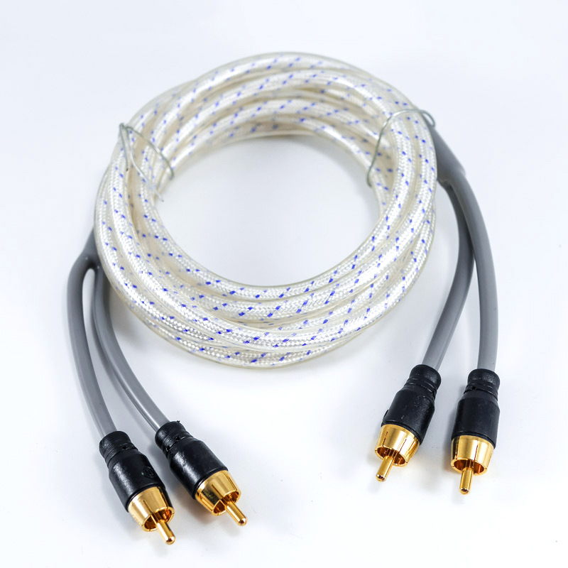 Auto AV kabel za audio, pleteni četverojezgreni bakreni kabel, 2RCA-2RCA, proziran