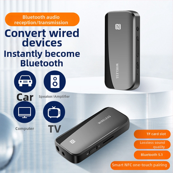 Bluetooth 5.1 dvojmodový prijímač/vysielač s NFC, auto AUX adaptér 2,5/3,5 mm, model T40, Plug & Play, dosah 10 m