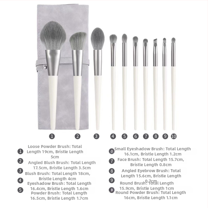 Zhuoerya 10 darabos sminkecset-készlet — puha szemhéjfestékecset, púder ecset, eyeliner ecset, szemöldök ecset, blush ecset és highlighter ecset