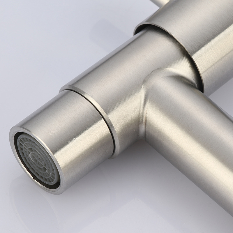 Nehrđavajuća čelična slavina za perilicu rublja, ugrađena, T-oblika izlaz, jednoručno upravljanje, 0-90°C