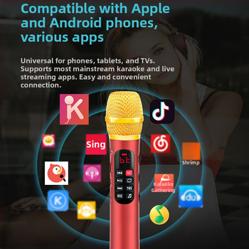 Bluetooth karaoke mikrofon s ugrađenom zvučnom kartom i zvučnikom, ručni mikrofon za prijenos uživo