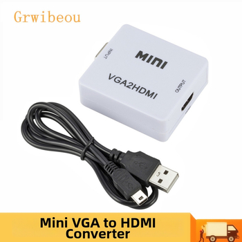 Grwibeou VGA to HDMI konvertor, 1080p, napájaný cez USB, správa energie podporovaná