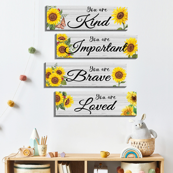 Αφίσα τοίχου με ηλιοτρόπιο και εμπνευσμένο σύνθημα – PVC, αδιάβροχη, αυτοκόλλητη, κινούμενο σχέδιο σε επίπεδη μορφή, 1 φύλλο