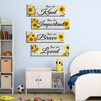 Αφίσα τοίχου με ηλιοτρόπιο και εμπνευσμένο σύνθημα – PVC, αδιάβροχη, αυτοκόλλητη, κινούμενο σχέδιο σε επίπεδη μορφή, 1 φύλλο