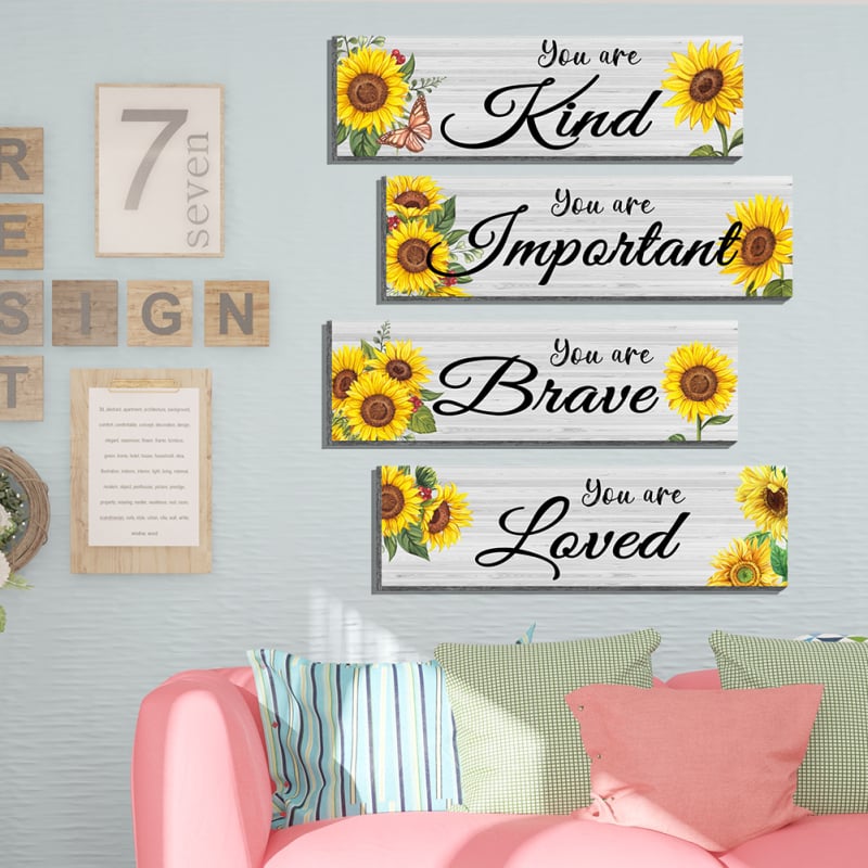 Αφίσα τοίχου με ηλιοτρόπιο και εμπνευσμένο σύνθημα – PVC, αδιάβροχη, αυτοκόλλητη, κινούμενο σχέδιο σε επίπεδη μορφή, 1 φύλλο