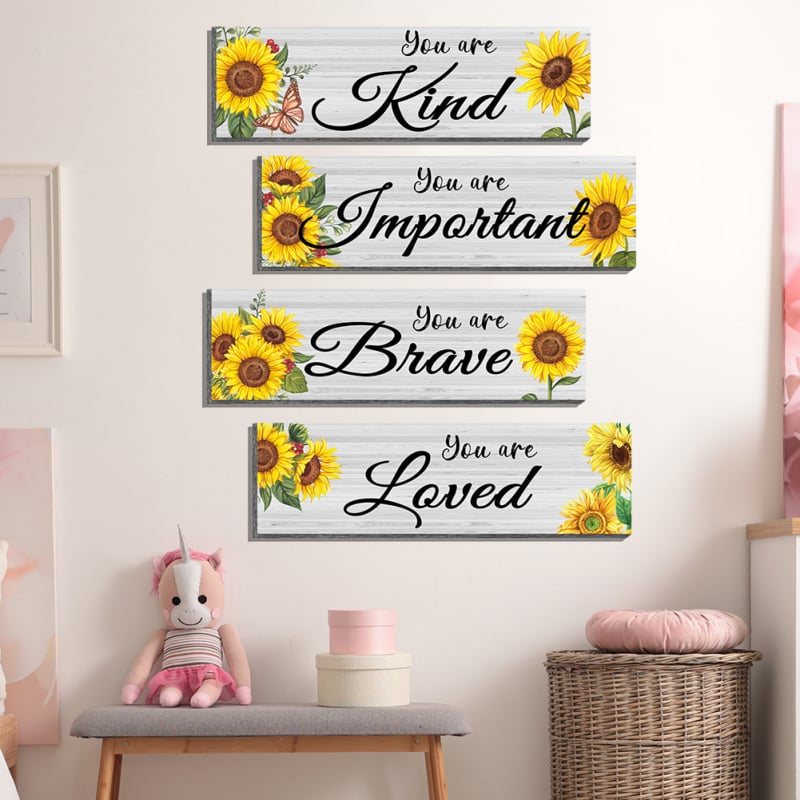 Αφίσα τοίχου με ηλιοτρόπιο και εμπνευσμένο σύνθημα – PVC, αδιάβροχη, αυτοκόλλητη, κινούμενο σχέδιο σε επίπεδη μορφή, 1 φύλλο