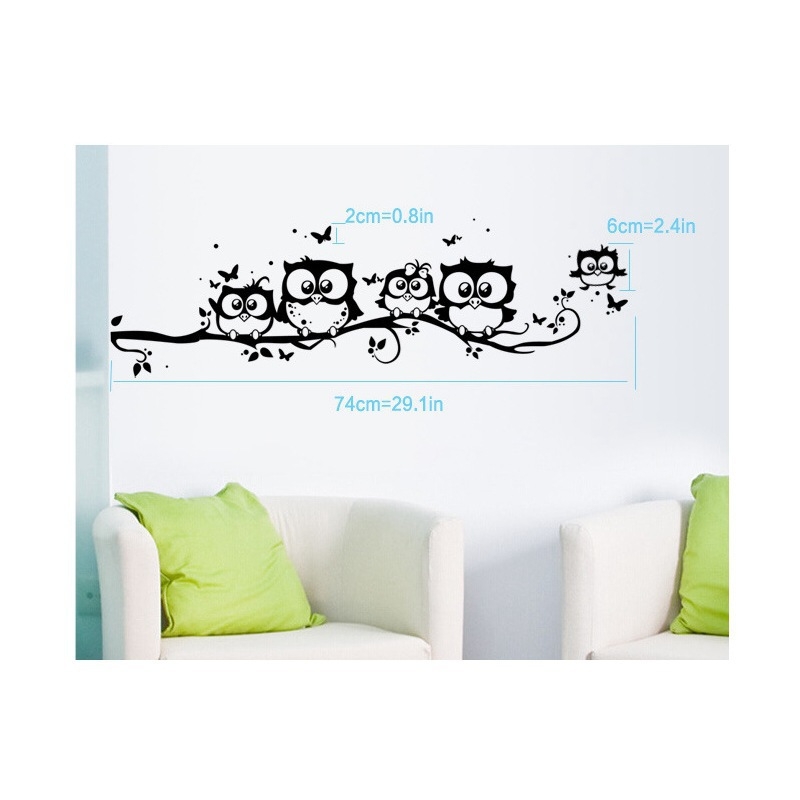 PVC τοίχου αυτοκόλλητο με κουκουβάγιες, μοτίβο 10122, αδιάβροχο και αντοχή στην υγρασία