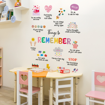 BR4552E PVC αυτοκόλλητο τοίχου – αδιάβροχος, επίπεδος σχεδιασμός με γράμματα/κειμενο σε καρτούν, για σαλόνι, υπνοδωμάτιο ή είσοδο