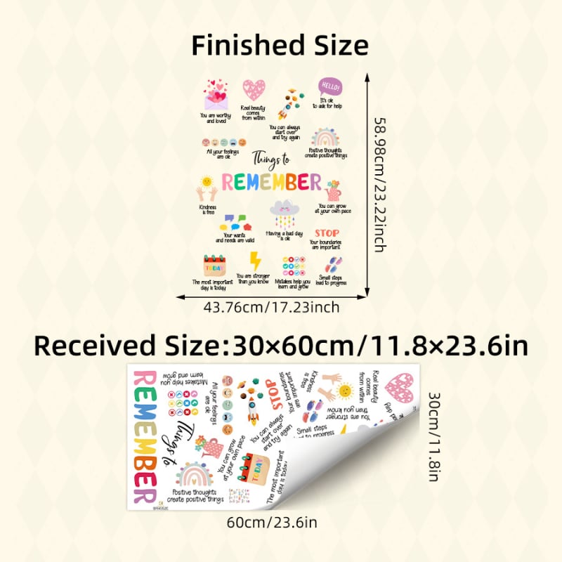 BR4552E PVC αυτοκόλλητο τοίχου – αδιάβροχος, επίπεδος σχεδιασμός με γράμματα/κειμενο σε καρτούν, για σαλόνι, υπνοδωμάτιο ή είσοδο