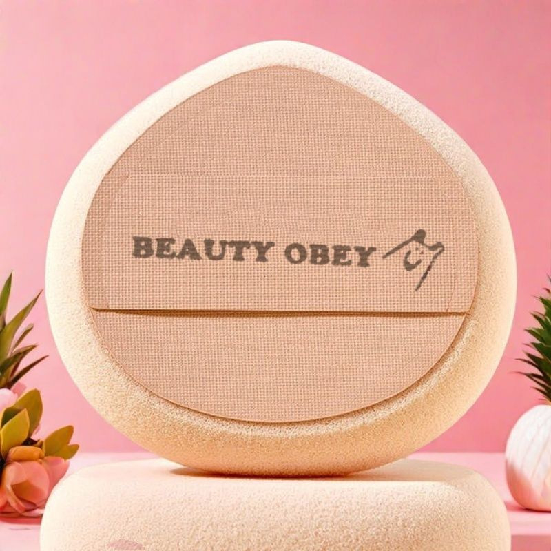 BEAUTY OBEY Ξηρός Puff Πούδρας – Οβάλ Σχήματος Ροδάκινο, NBR Λάτεξ, 1 Τεμάχιο
