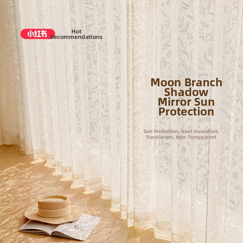 Jacquardové polyesterové závesy, polopriesvitné, nie priehľadné, do obývačky, spálne, balkóna a reštaurácie