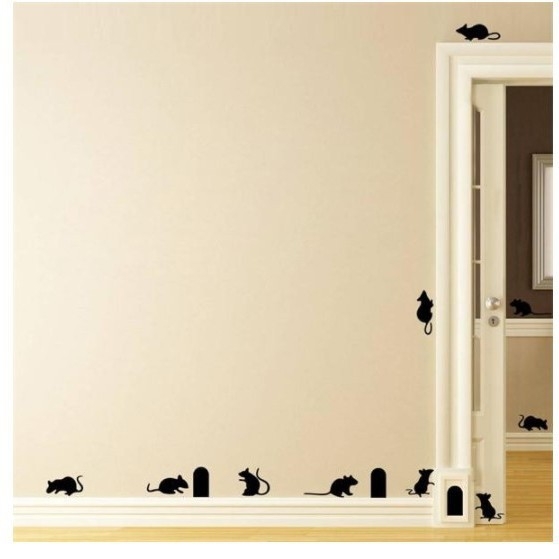 ZY705 Διακοσμητικό τοίχου με σχέδιο τρύπας ποντικιού, PVC, μοτίβο 10122, σαλόνι/υπνοδωμάτιο/γραφείο