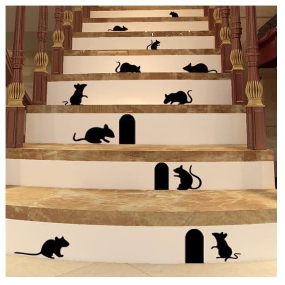 ZY705 Διακοσμητικό τοίχου με σχέδιο τρύπας ποντικιού, PVC, μοτίβο 10122, σαλόνι/υπνοδωμάτιο/γραφείο