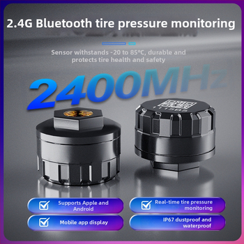 Bluetooth TPMS motorkerékpárhoz és elektromos járművekhez — külső érzékelő, digitális kijelző, kompakt kialakítás, tartomány 0.1-5.0 bar, nagy pontosság