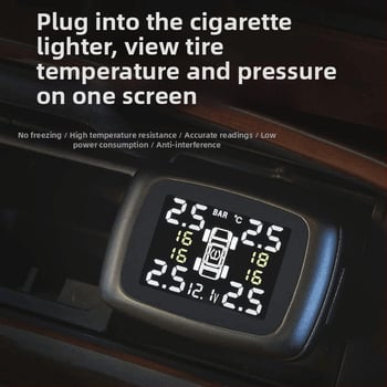 TPMS senzor za praćenje tlaka u gumama - Bluetooth, univerzalni, Model TR03, digitalni zaslon, Raspon 0-7 BAR
