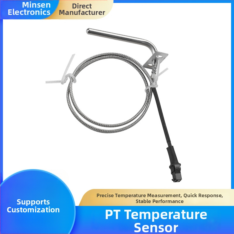 PT1000 Temperaturni Senzor s linijskom ugradnjom i učvršćivanjem nehrđajućim klipom; Marke: Minsen Electronics; Model: PT1000; Serija: PT; Primjene: Instrumentacija, Medicina, Automobilska industrija