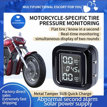 Motorkerékpár gumiabroncsnyomás-monitorozó rendszer - vezeték nélküli, digitális kijelző, nagy pontosság, M5/M6 modellek, 0–4,5 BAR tartomány