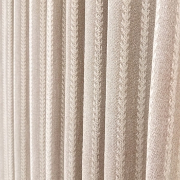 Zavjese s prugama od poliestera, jacquard tkanina, krem boja, japanski Wabi-Sabi stil, moderan minimalistički dizajn za dnevni boravak i spavaću sobu