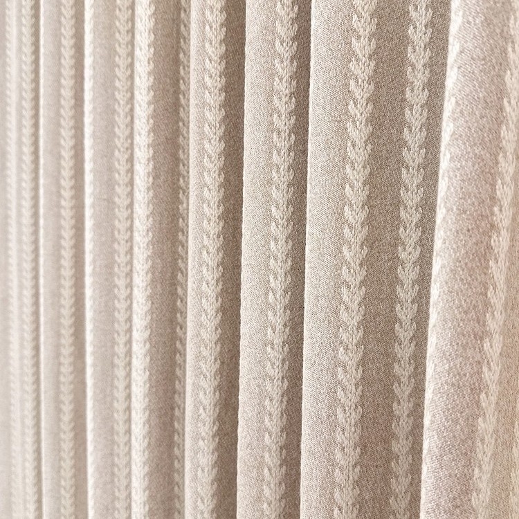 Zavjese s prugama od poliestera, jacquard tkanina, krem boja, japanski Wabi-Sabi stil, moderan minimalistički dizajn za dnevni boravak i spavaću sobu