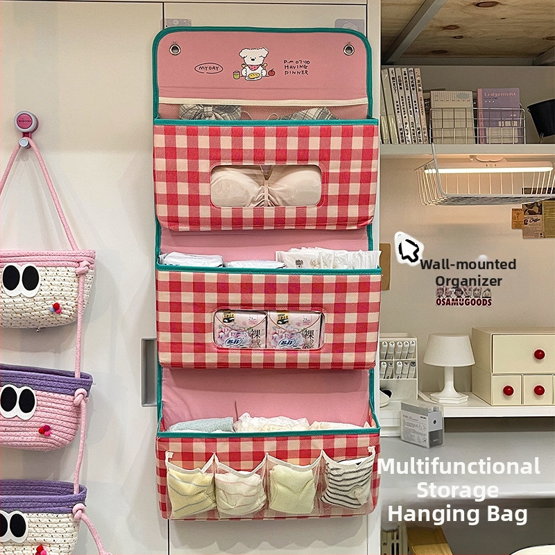 Nástenný zavesovací úložný vak na spodné prádlo, viacúčelový organizér z netkaného materiálu, trojrozmerný dizajn