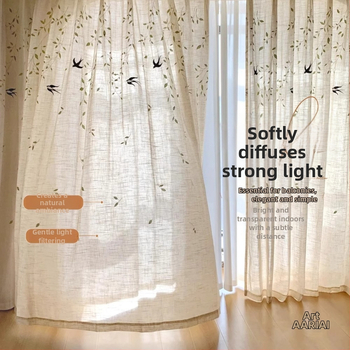 Závesy do okien z polyesteru, tlač a džakard, priehľadné, do obývačky, spálne a pracovne, Nový čínsky štýl (Polyester; Tlač, Džakard; Priehľadné; Obývačka, Spálňa, Pracovňa)