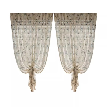 Завеси за прозорци, полиестер, печат и жакард, прозрачни, за дневна, спалня и кабинет, стил Нов китайски стил (Полиестер; Печат, жакард; Прозрачни; За дневна, спалня, кабинет)