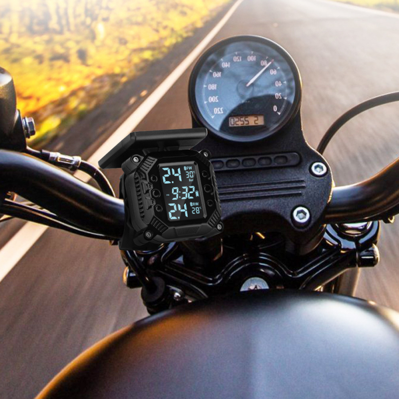 Sustav za praćenje tlaka u gumama motocikla s vanjskim senzorom