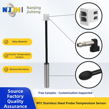 NTC teplotný senzor, plug-in zapojenie, 5K/10K/50K, pre priemyselné, lekárske a domáce zariadenia; rozsah -30°C až 300°C; materiály: nerezová oceľ, hliníková zliatina, epoxidové tesnenie