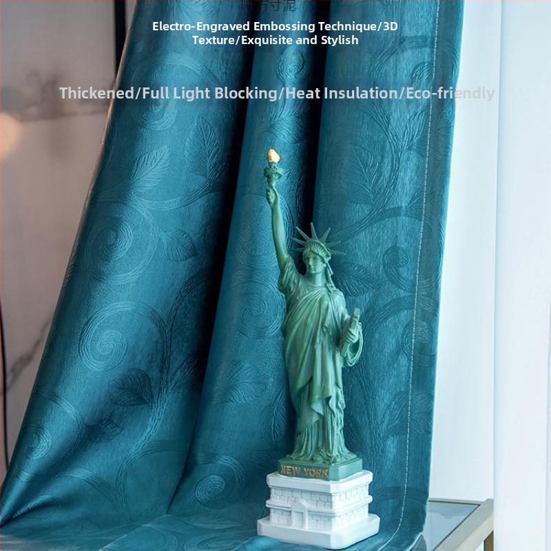 Затъмняваща завеса за спалня и дневна, полиестер, тиснение, персонализируема, защита от слънце, модерен стил