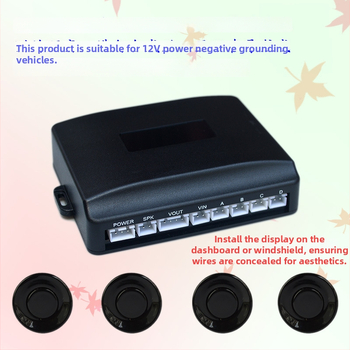 Vizuálny cúvací radar so 4 sondami, dosah detekcie 2,5 m, napájanie 12V, hlasové upozornenia