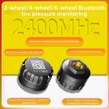 Motorkerékpár Bluetooth abroncsnyomás-ellenőrző, külső vezeték nélküli TPMS 2/4 kerekű járművekhez, hordozható