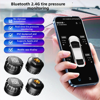 Motorkerékpár Bluetooth abroncsnyomás-ellenőrző, külső vezeték nélküli TPMS 2/4 kerekű járművekhez, hordozható